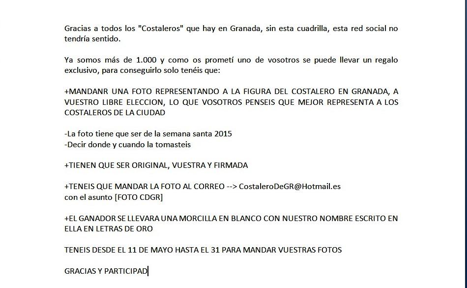 CostaleroDeGR's tweet photo. Espero vuestra participacion http://t.co/FqQuoCdHmv