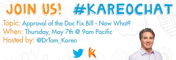 TebraOfficial's tweet image. Welcome to this week's #KareoChat with our host, @drtom_kareo! Who's ready to sound off about the #DocFix bill?