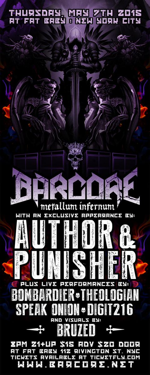 TONIGHT! <a href="/BARCORENYC/">BARCORE</a> gets nasty with the almighty <a href="/authorpunisher/">Author & Punisher</a>! Get there early punxxx! -&gt; on.fb.me/1R6Ea8G