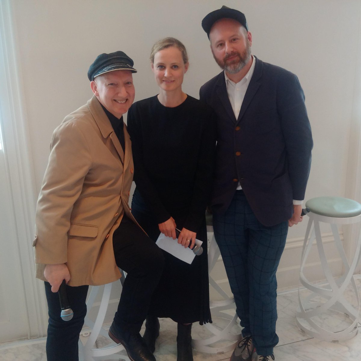 Lovely talking hats this afternoon with <a href="/SJMillinery/">Stephen Jones</a> and <a href="/noelstewarthat/">Noel Stewart</a>! Thanks <a href="/BFC/">BFC</a> and @FenwickBondSt