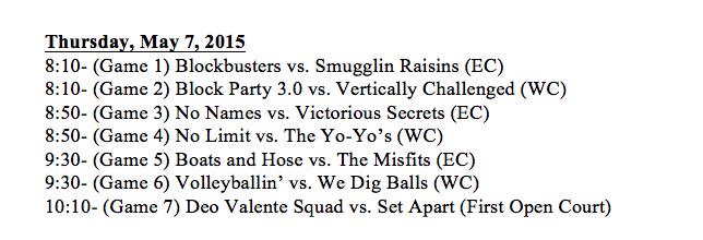GCIntramural's tweet photo. Here's the schedule for tonight! It's the first round of the playoffs! #GCIntramurals http://t.co/WG84ms0ij2