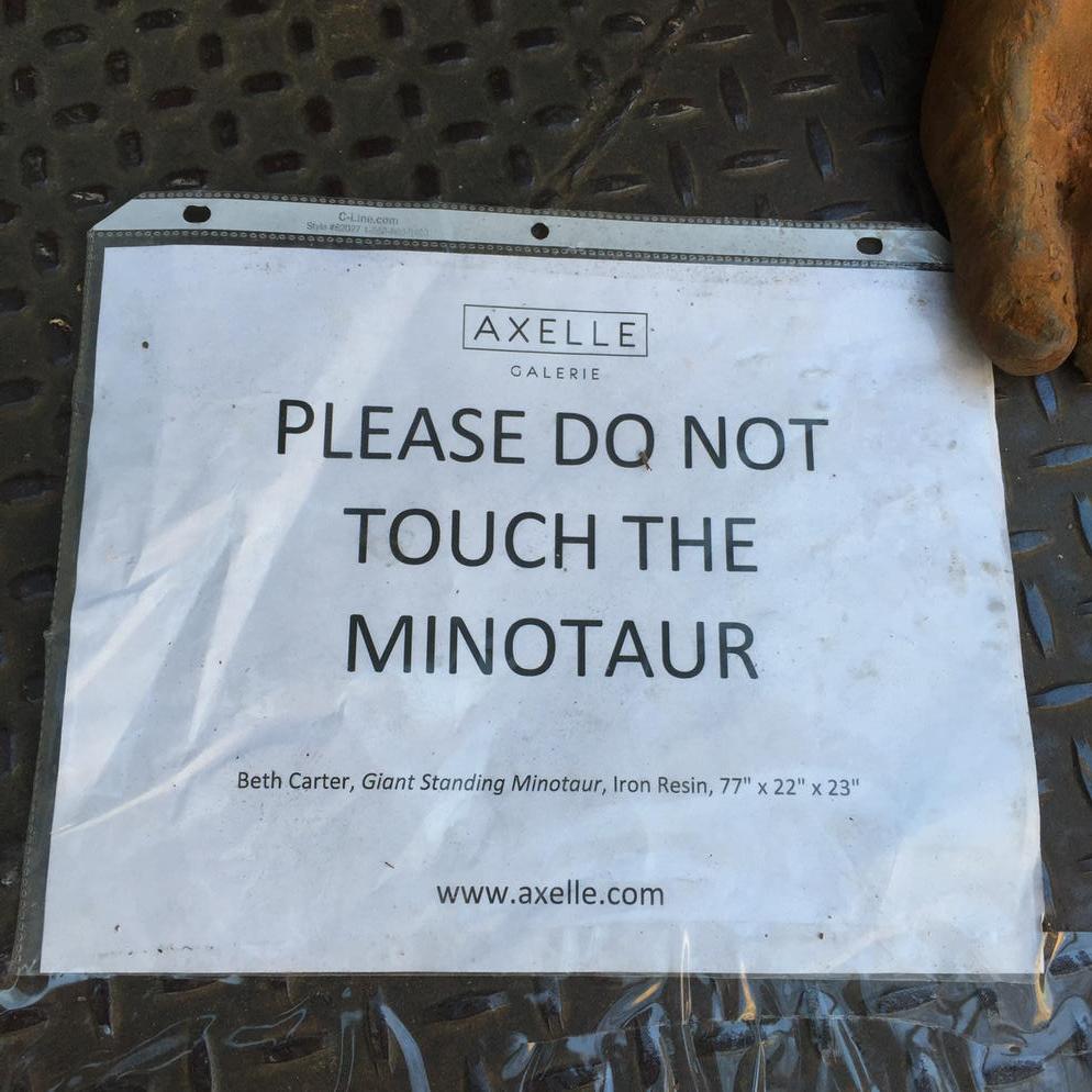 jerrysaltz's tweet photo. Seen in #VeniceBiennale "Please Do Not Touch the Minotaur." http://t.co/Jnq7fAjUnW
