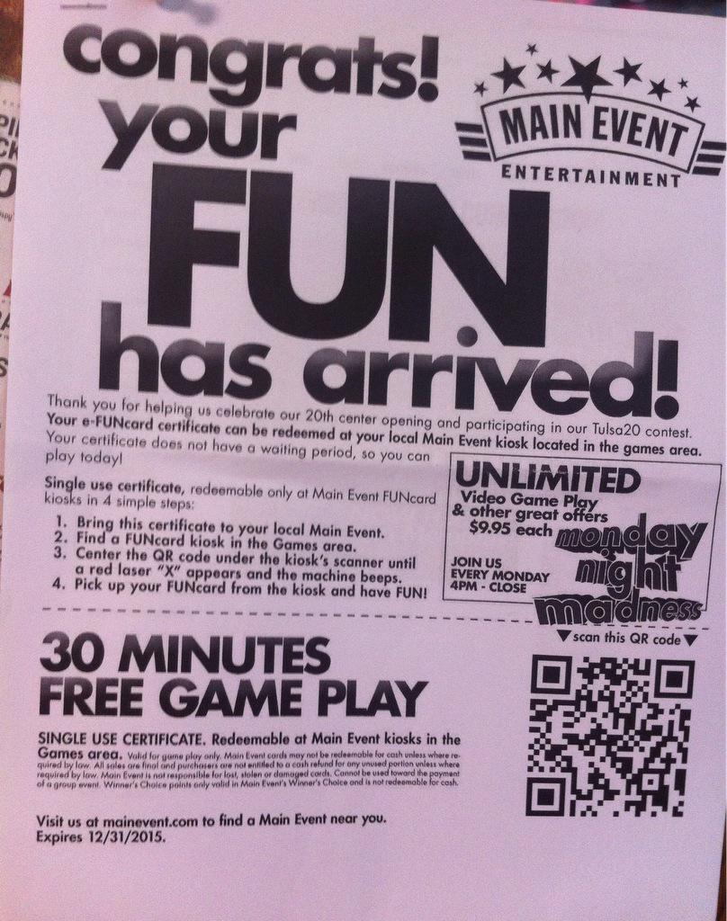 Snickerdoo2's tweet photo. I received the great prize today! I'm sure will will have fun. 😄 Thank you!!! #tulsa20 @MyMainEvent http://t.co/OQnVfkvYnx