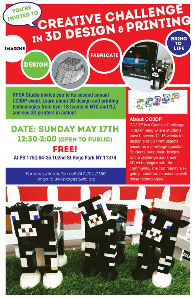 cc3dp's tweet photo. Our creative Challenge in 3D Printing involves 18 teams from NYC/NJ May 17th http://t.co/WYnQmdLCv1