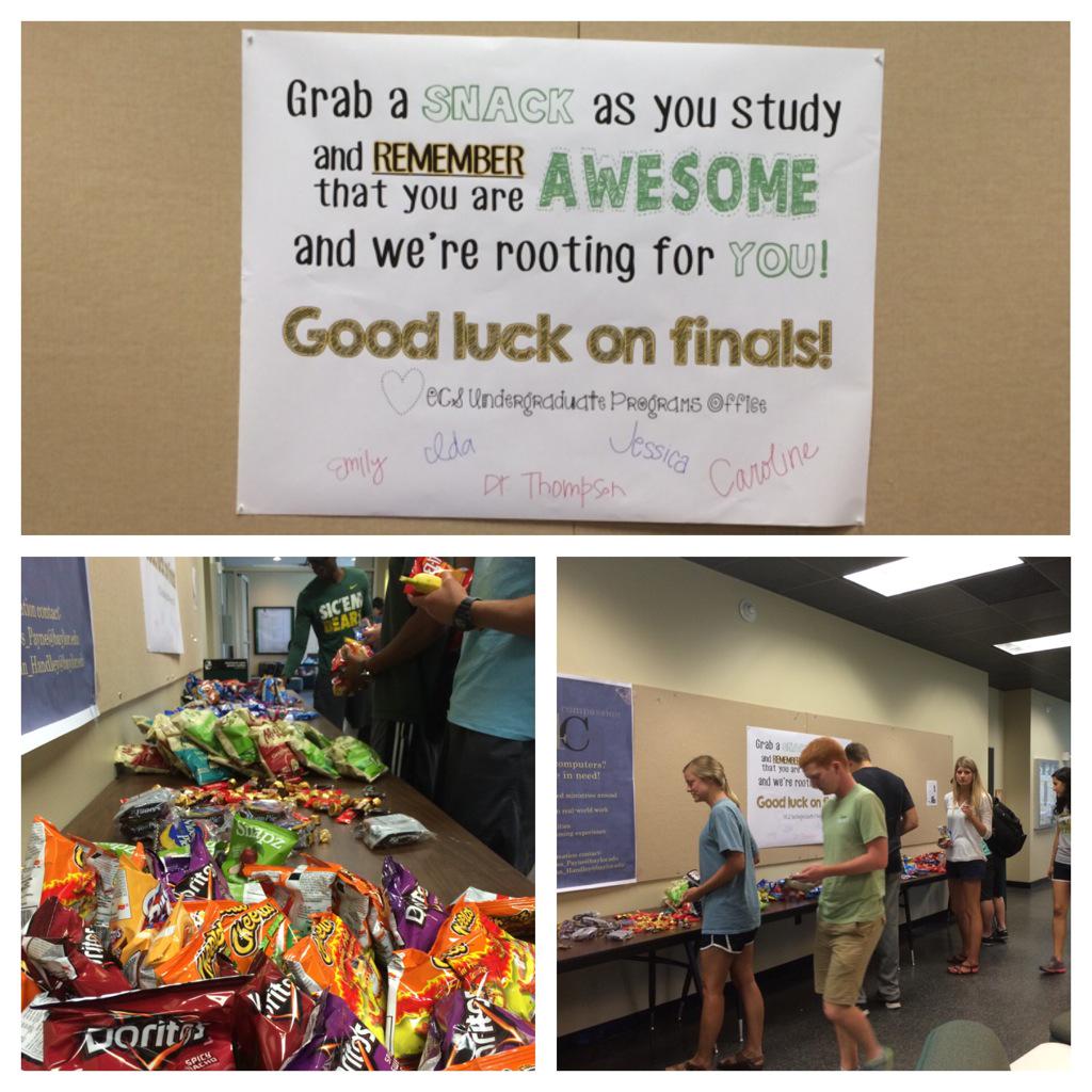 IdaJam's tweet photo. ECS students - Come grab a snack in the Rogers lobby!! #finalsbreak http://t.co/saWR2KV7Np