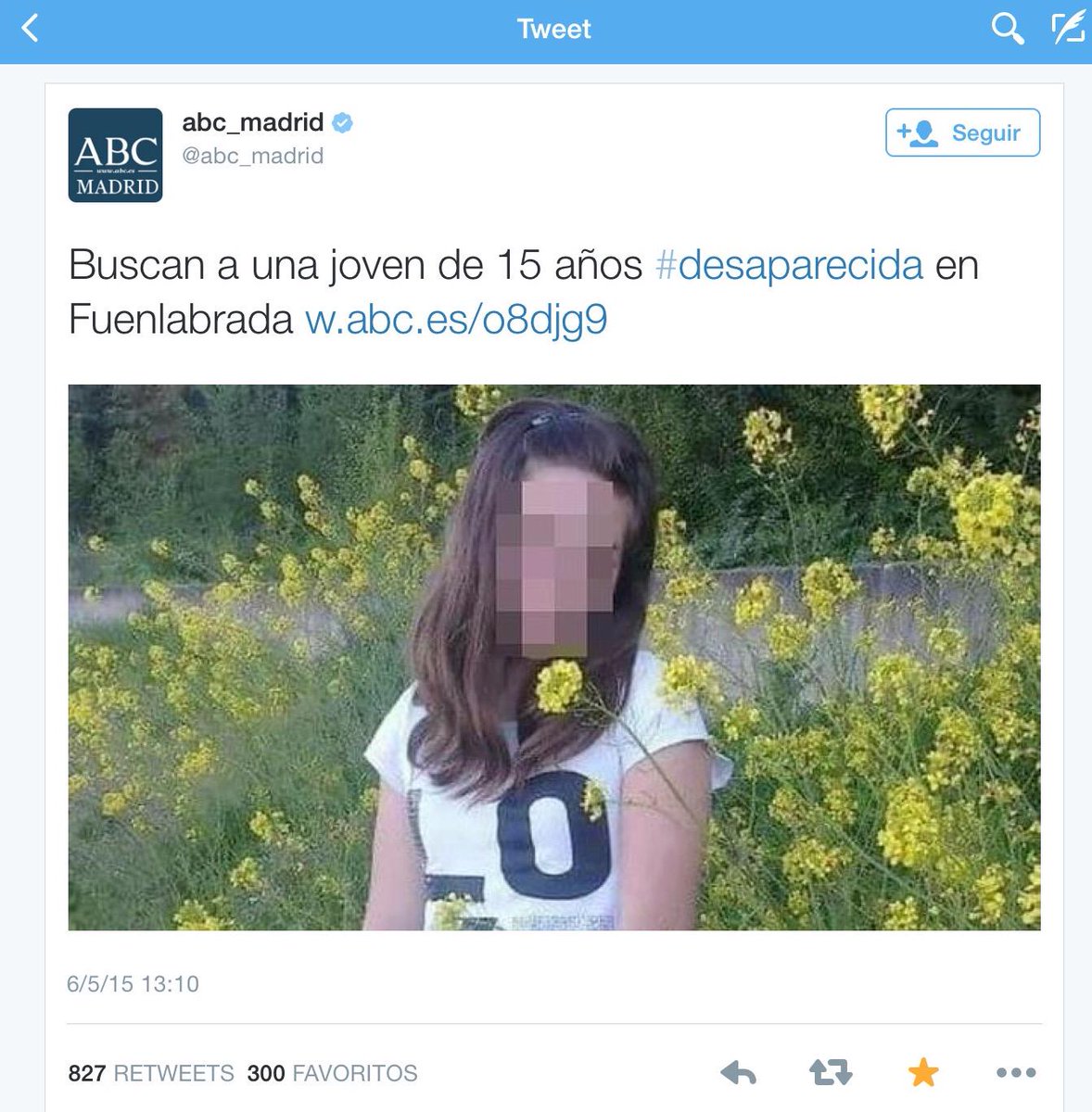 CarlosJG's tweet photo. A veces me siento tonto. Luego veo al ABC que pone un cartel para buscar a una niña y le pixela la cara y se me pasa http://t.co/J6DfJrIwmm