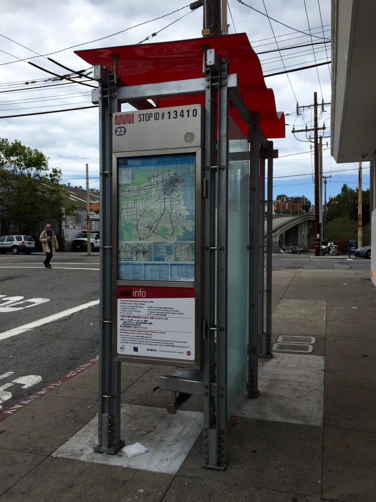urbanlifesigns's tweet photo. The new #SF#munimap is for real! Now appearing in some shelters. @MuniForward @sfmuniverse @SFTRU #newmunimap http://t.co/Vx0bLI1wi1