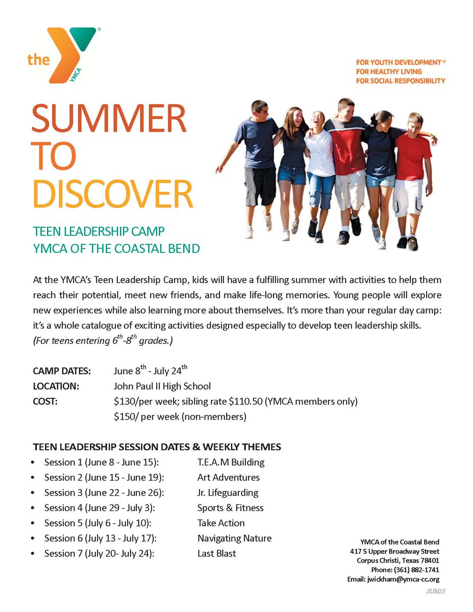 Have you registered for YMCA's Teen Camp? Summer is just around the corner! <a href="/WhatIsUpCC/">What's up CC?</a> @CCTXChamber #teenleaders