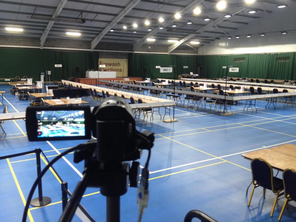 twellsym's tweet photo. .@skyelections Well that's me and @JackHillcox all setup and ready to go. @skynewstech @SkyNewsPix #GE2015 http://t.co/MBJYU11ACu