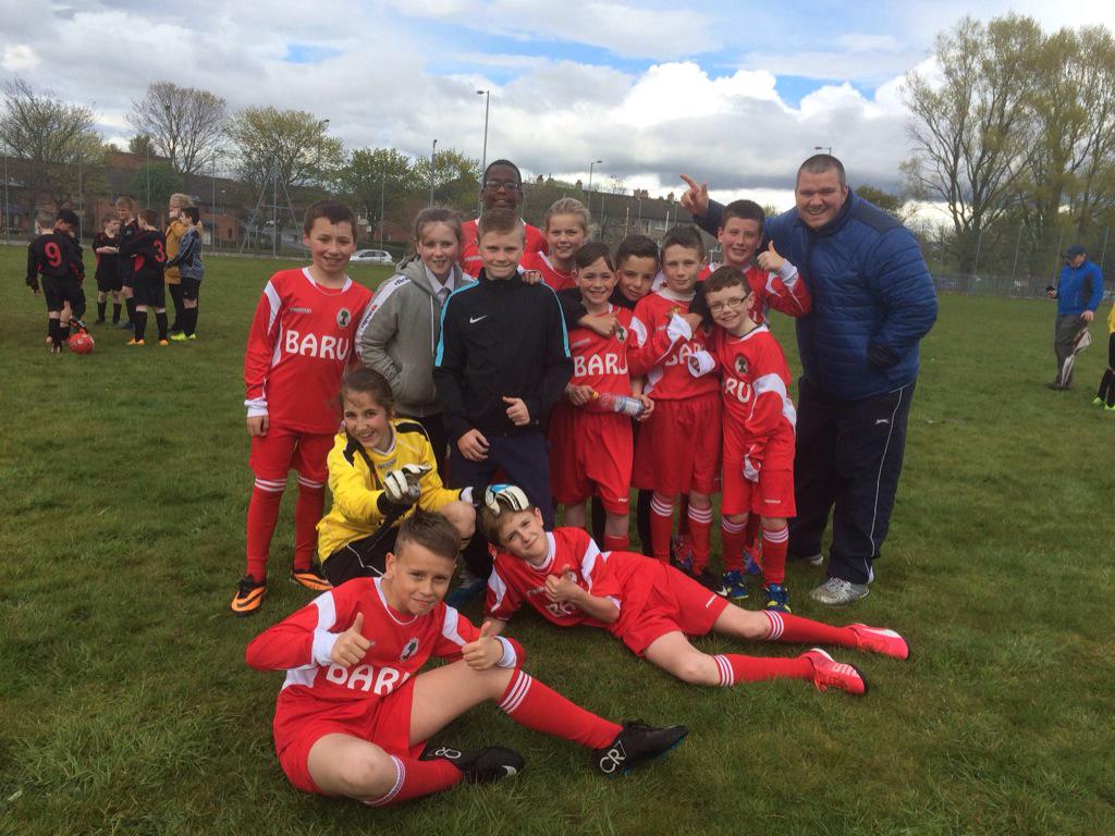 Our fantastic football team and coach, Pete Bell.Great football season and love our new strips #football #sportsstars