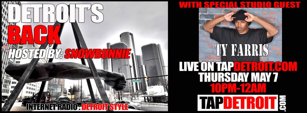 DETROITSBACK's tweet photo. @tyfarris1 @TapDetroitcom @EmbarcoEvents #detroitsback on http://t.co/vxCh90sDz1 10pm to Midnight w snow & aaron katz http://t.co/Lcst2WSksl