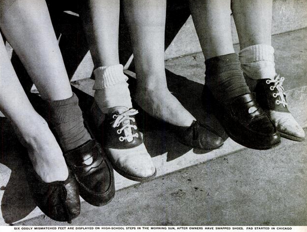 Shoe swapping was a high school fad in 1947.