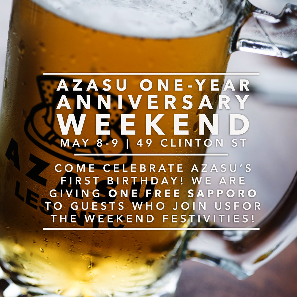 We turn 1 this weekend &amp; we're giving guests 1 #FREE #SAPPORO BEER! #Party with us May 8-9. Kanpai! #HappyBday #Beer