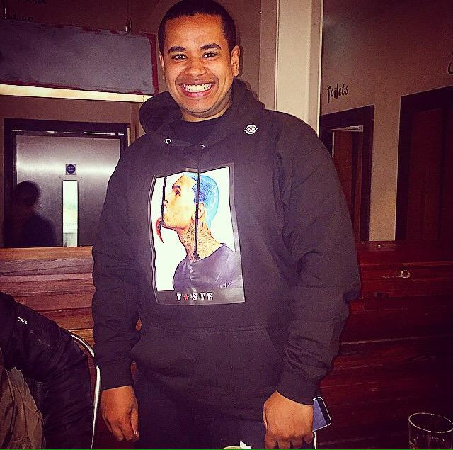 DJNathyB's tweet photo. New chris brown @JustTaste2014 hoodie! Don't watch the Chins though http://t.co/qfGbd162c4