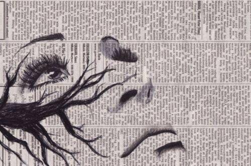 vl0196's tweet photo. Completed ☺️ #newspaperart #charcoalpencils Theme- #drought #criesunheard http://t.co/HIuKDx0arp