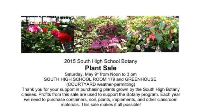 SHS_LakeBreeze's tweet photo. Botany Plant Sale is THIS Saturday--Just in time For Mother's Day! http://t.co/bfbjUEMdtv