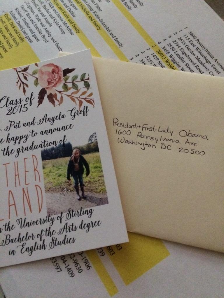 Heatherrr_Honey's tweet image. Fingers crossed @BarackObama gets my graduation card! #8yearstogether #jointgradparty