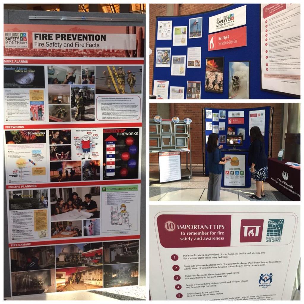 PHXPlanandDev's tweet photo. Have you stopped by #PHX City Hall to see our display? #BuildingSafetyMonth #week1 #dontgetburned #buildtocode http://t.co/JwRvOQ6U3N
