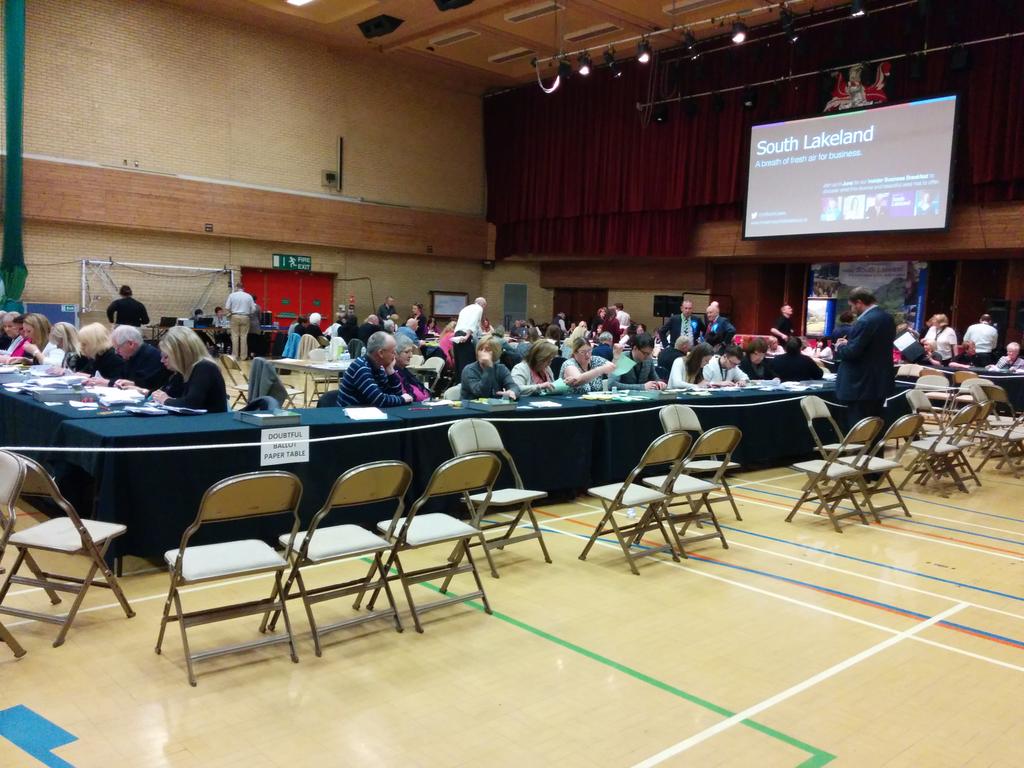 CBarberJourno's tweet photo. Verification well under way in Kendal for the Westmorland and Lonsdale seat. #EMelection @NWEMlive http://t.co/POXIGulO8c