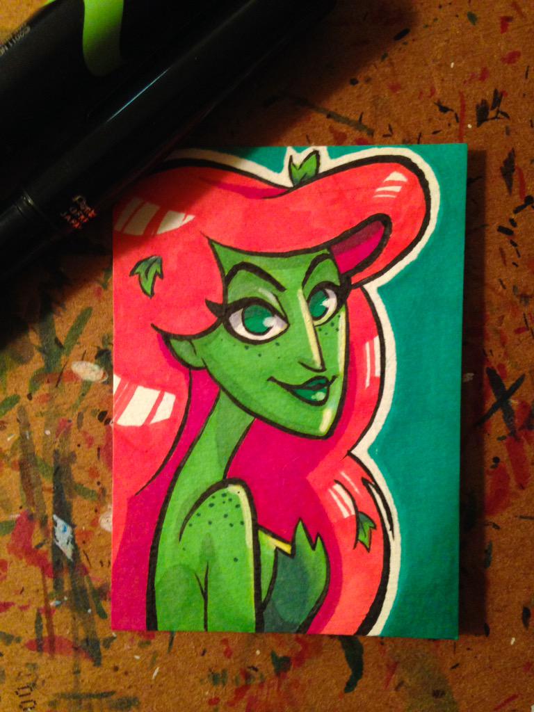 mchllmccmmn's tweet photo. It's that time again! #awildcomicconappears #sketchcards #poisonivy http://t.co/wCNbmsBey6
