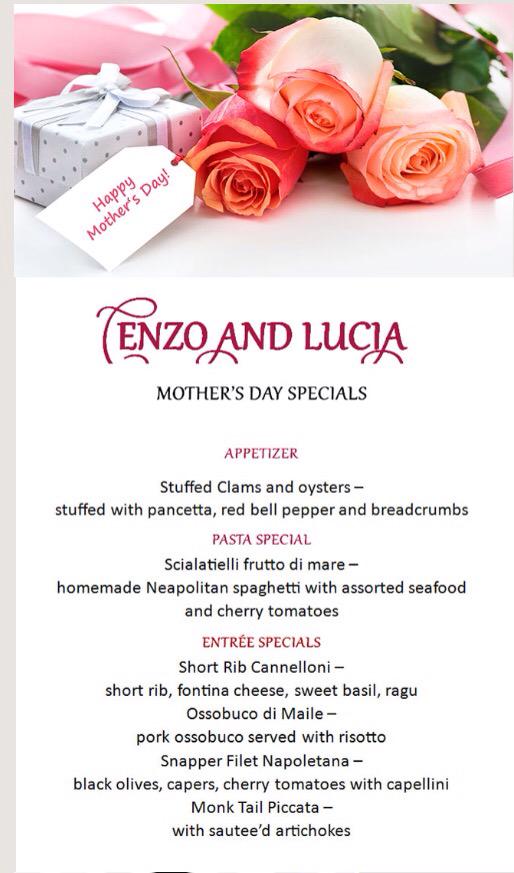 EnzoandLucia's tweet photo. Check out these Mother's Day Specials http://t.co/OvsiXrTVEI