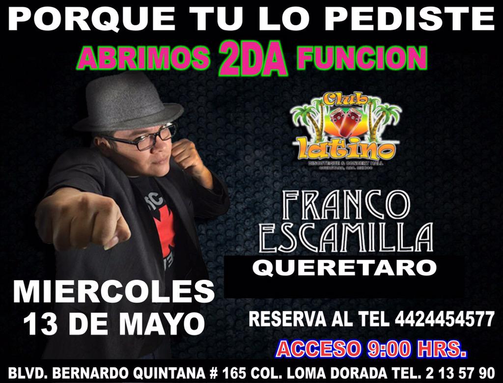franco_esca's tweet photo. ATENCIÓN Durango,Querétaro y San Luis 2 funciones!!! Torreon nos vemos el 28 de Mayo http://t.co/2EGzWdpJbZ
