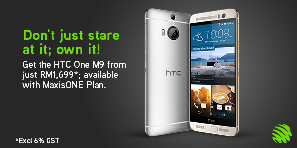 Maxis's tweet photo. Be the object of envy when u buy the #HTCOneM9+ with #MaxisONEPlan for RM1699* now at: http://t.co/CYMyOko1YI http://t.co/ZCpwFZJXaw
