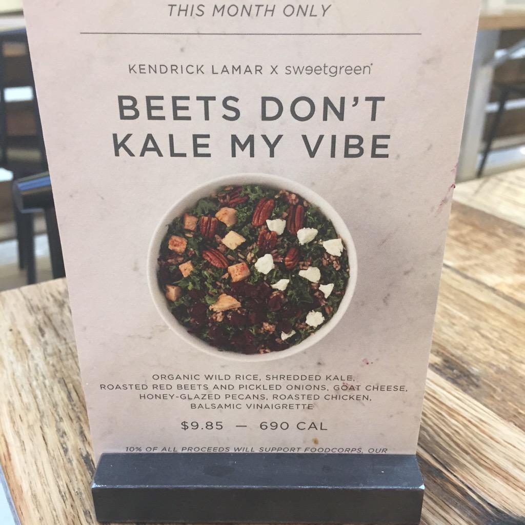 BlindCupids's tweet photo. Who knew #sweetgreen was cool like that! Clever ... http://t.co/Jf8RoMP2Lc