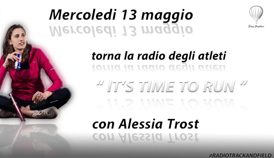 RadioTandF's tweet image. Mercoledì prossimo sarà con noi la medaglia d'argento di Praga!@alessiatrost !!

#onair #itstimetorun