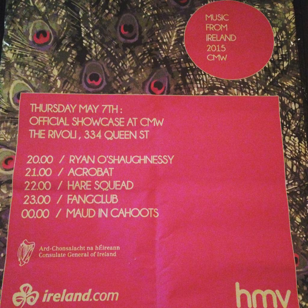 ACROBATband's tweet photo. On at 9pm tonight @rivolito! #CMW #AcrobatBand #FMC #Rivoli #HMV http://t.co/F7rKo5Eupc