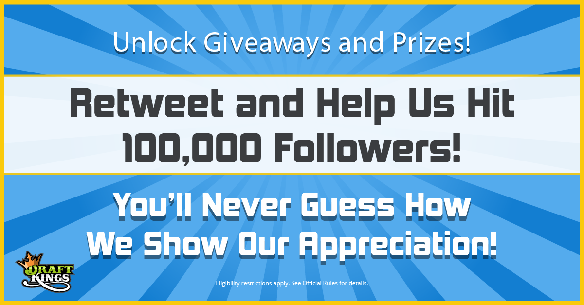 DraftKings's tweet photo. Help us get to 100K! RT! http://t.co/Iu7pFSJMPT