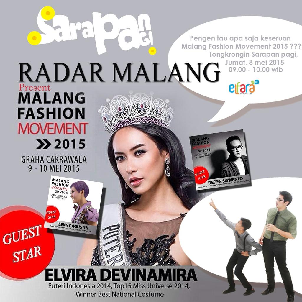ELFARAFM's tweet photo. Kita akan cari tau apa itu @MLG_FASHION2015 bareng @radar_malang #SarapanPagi >>> cc : @elviraelph @LennyAgustin_ID http://t.co/oOl3zV0rIO