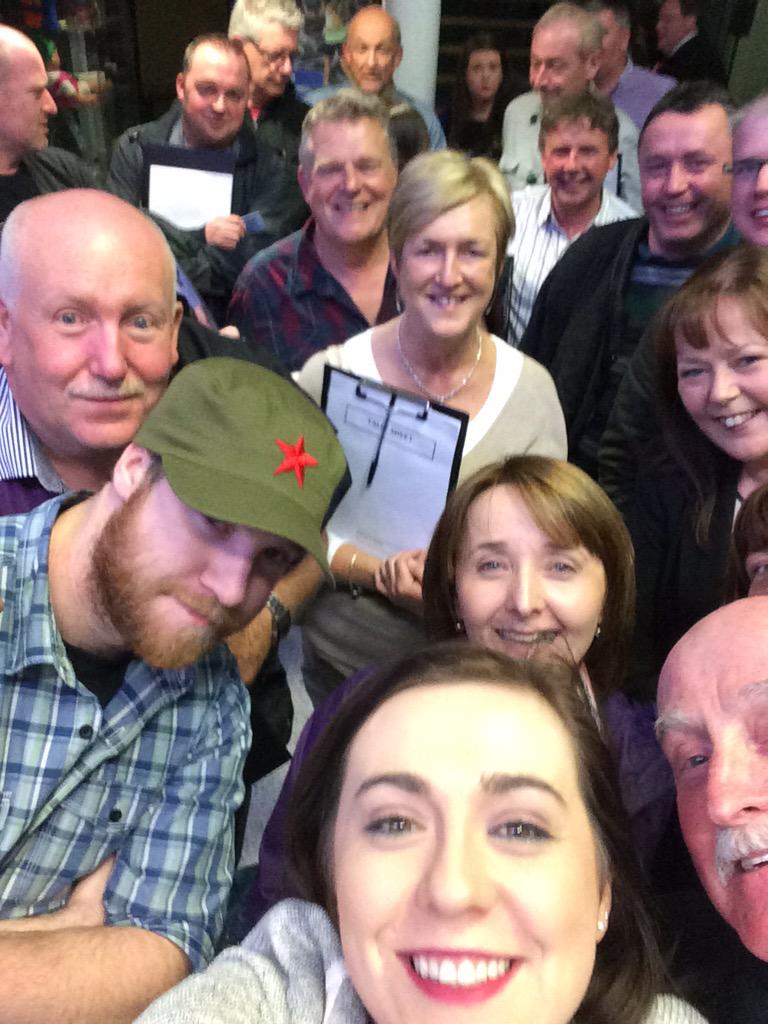 megan_fearon's tweet photo. Clipboards at the ready....#TeamSF eagerly awaiting the #NewryArmagh count here in Banbridge! #Brady4MP #SinnFéin http://t.co/P8H8vCQPlJ