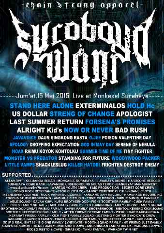 H-7 [Suroboyo Wani] 15 Mei at Monkasel Surabaya . Minat presale 1 hrga 15rb ? Contact : 082234590795 / 228B76B7