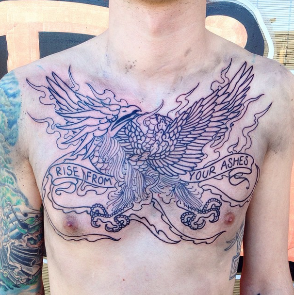 Chronic Ink Tattoo Shops - Phoenix chest tattoo (in progress) done by  Louisa #workproud #wearproud #252EglintonEast | Facebook