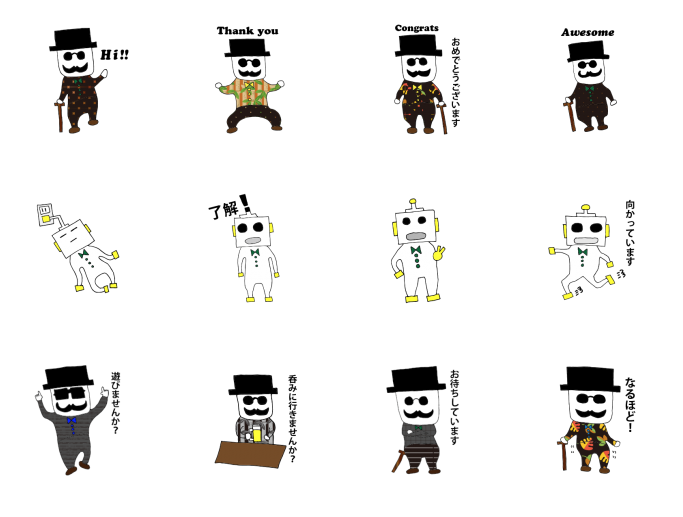 cozy0820's tweet photo. simple is best にあえて逆らってみたスタンプです。まだ審査中ですがよければ見てみてくださいそしてポチってくれたらありがたいです。男たるもの紳士であれ、そしてお洒落であれ！http://t.co/Gqns87SA9n http://t.co/tRNSU0H18w