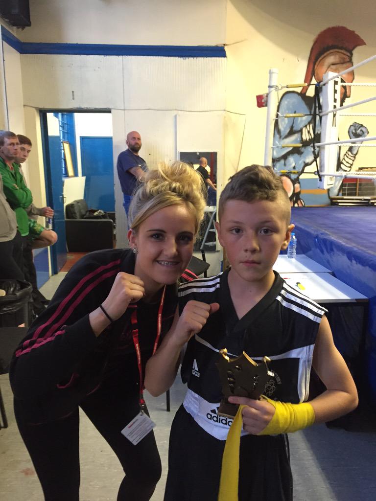 BillGavins's tweet photo. Great job last night coach Harriet cornering little Luke at St Paul's Hull, home of @luke11campbell 💥👊🏻💥 #bothchamps http://t.co/RkBnFGg94J