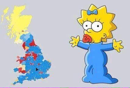 MarkParlett's tweet photo. Just seen the forecasted UK political map - seemed a little familiar #GE2015 #BBCElectionCoverage #Simpsons http://t.co/1eHiFNRw7v