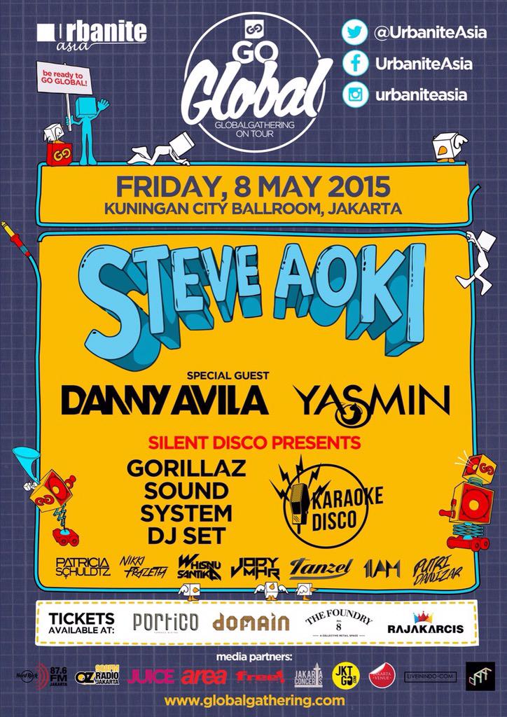 AlKohler7's tweet photo. Tonight #GoGlobalJKT feat STEVE AOKI at Kuningan City Ballroom. Let's party 2Gether!!! More info @UrbaniteAsia http://t.co/OxPRk7Nuub