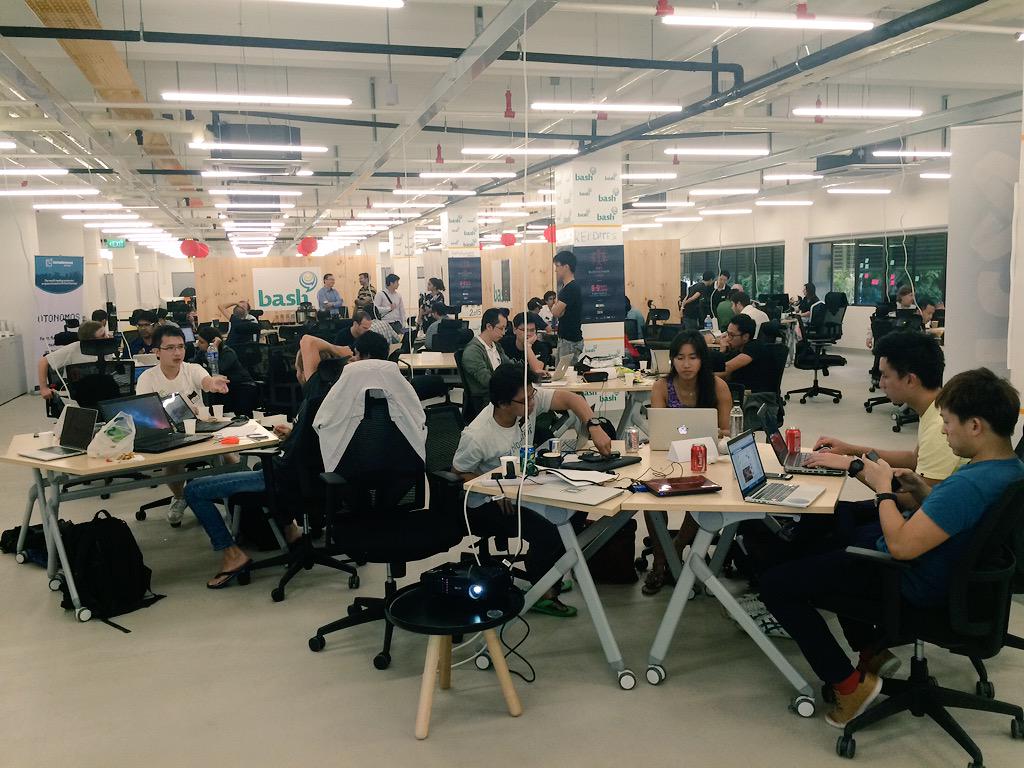 stephjzchu's tweet photo. Hard at work! It's going to be a long night! #DBSHackathon #DBSBlockchain http://t.co/z7UvjSSTsr