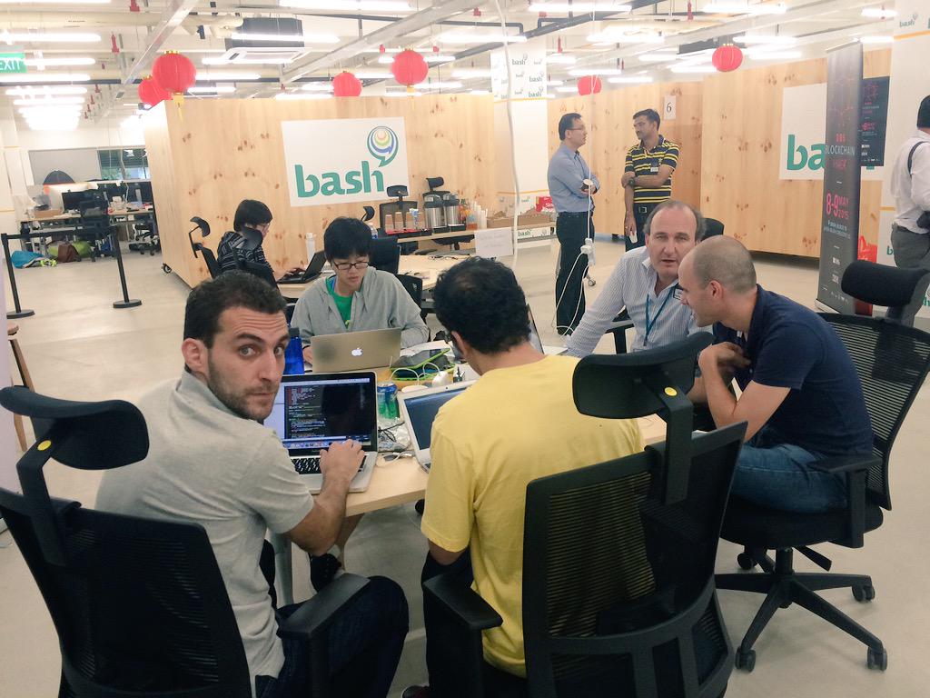 stephjzchu's tweet photo. Hard at work! It's going to be a long night! #DBSHackathon #DBSBlockchain http://t.co/z7UvjSSTsr