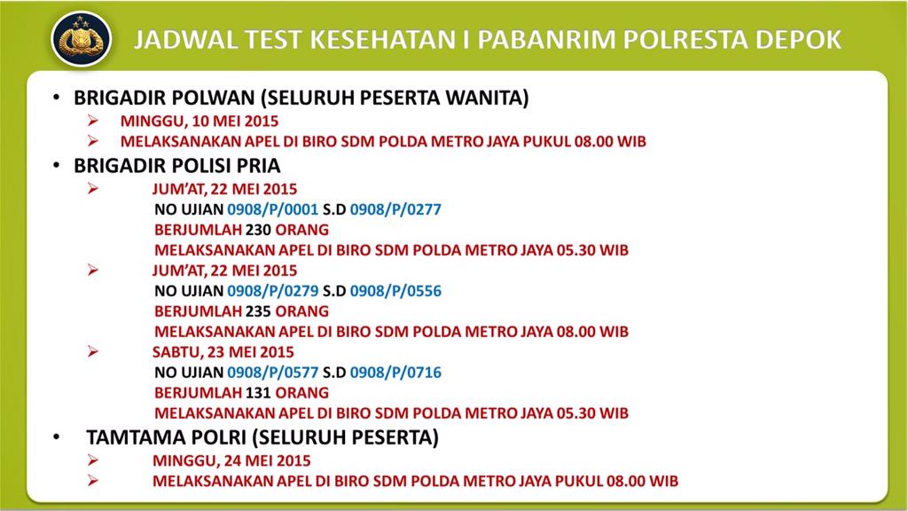 fiN_Only's tweet photo. Jadwal Rikes I Brigadir &amp; Tamtama Polri #PenerimaanPolri @restadepok http://t.co/DppuaRYAeq