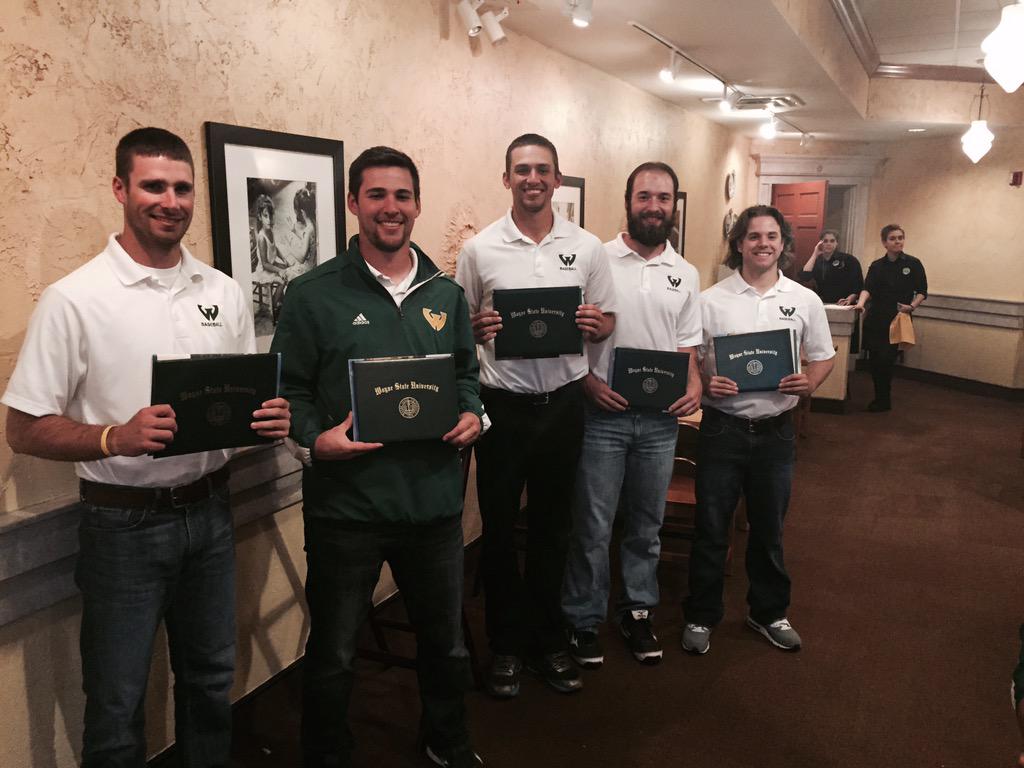 waynestbaseball's tweet photo. #WarriorBSB recognized its graduates last night at dinner. Congrats! #GraduateAndWin #WarriorPride http://t.co/MpOnNoOOiv