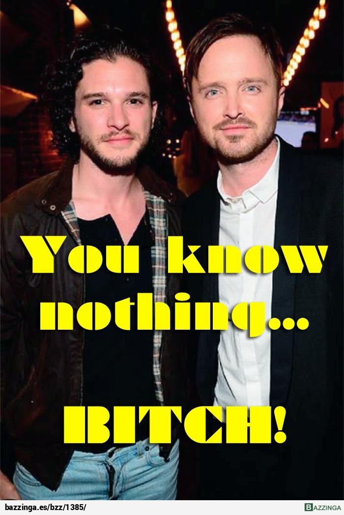 TvisoNews's tweet photo. You know nothing... BITCH! #GameOfThrones #BreakingBad http://t.co/Jbvk9WHorS http://t.co/DfRPYQoWmj