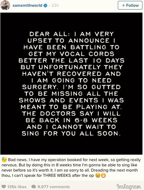 VibePayFriday's tweet photo. Sorry #SamSmith fans in #Manila #Monaco #Tokyo #Paris
Hope you'll see your idol soon! #GetWellSoonSamSmith http://t.co/Uw1gMGh5ev