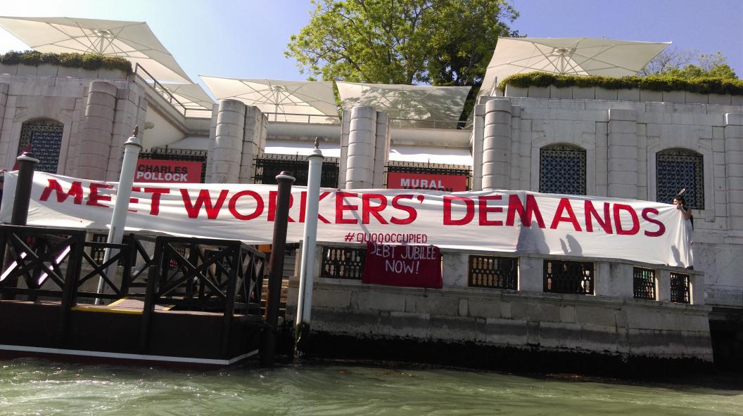 SaleDocks's tweet photo. #abstrike Occupation of @Guggenheim  Venice right now w/ @GulfLaborAction @occupytheory #guggoccupied http://t.co/NUXGNNxwZl