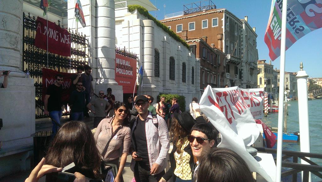 occupymuseums's tweet image. We are here,  Occupation continues at Biennale #guggoccupied #workersdemands