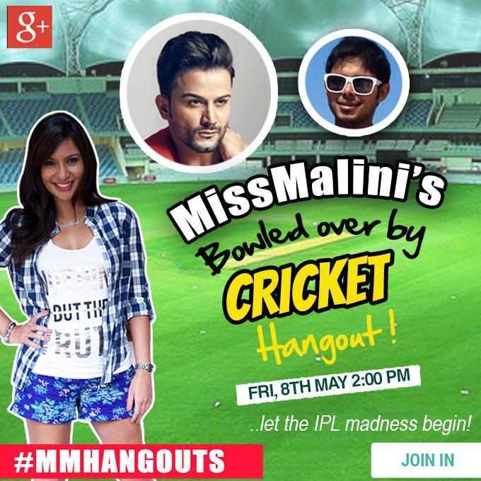 MissMalini's tweet photo. WATCH LIVE: #MMHangouts Bowled Over By Cricket IPL With @SalathiaSahil! #MMFridays http://t.co/blIgk77XWX http://t.co/4GRgjW3cNR