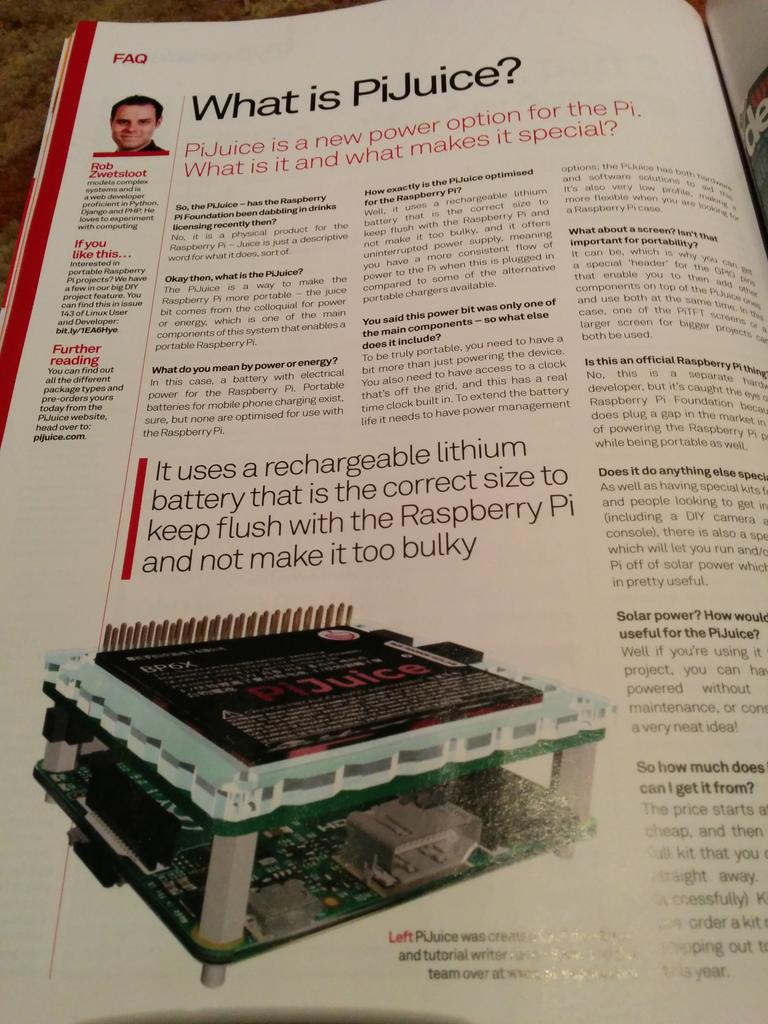 ThePiJuice's tweet photo. Nice surprise in @LinuxUserMag issue 152! #ProjectPiJuice http://t.co/MHLMveUzGI