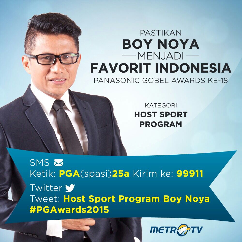 HarimanChalid's tweet photo. Host Sport Program Boy Noya #PGAWARDS2015 http://t.co/Sera5qWWPO